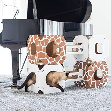 Catty Stacks Durable, Modular Cat House Cubes/Cat Condos, Made in USA (2-Pack (New! with Bridge), Snow White) - Image 7