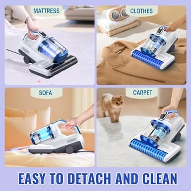 Mattress Vacuum Cleaner Bed Vacuum with 16Kpa Suction 253.7nm UV-C Light, 30000 RPM/Min Dual Brushroll Rotation & Heating Tech & Ultrasonic, 10'' Dual Widened Suction Port, 500W, Corded - Image 7