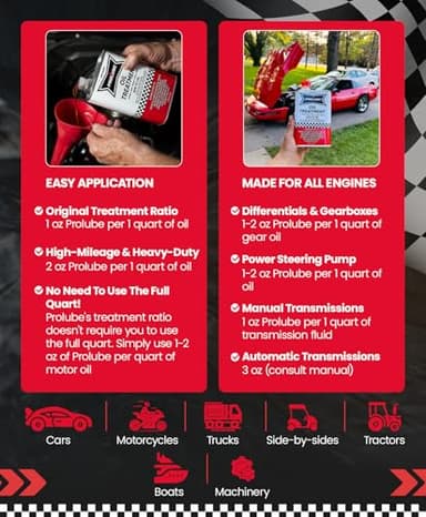 Prolube Oil Treatment - Engine Oil Additive for Gas & Diesel Engines - Reduces Wear, Noise, Vibration - Boosts Fuel Economy & Horsepower - Works on Transmissions & Differentials (1QT) - Image 4