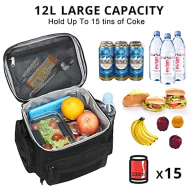 Lunch Box for Men, Tactical Lunch Bag MOLLE Webbing Leakproof Insulated Large Lunch Cooler Women Adult Meal with Adjustable Shoulder Strap Durable Lunch Pail(Black) - Image 3
