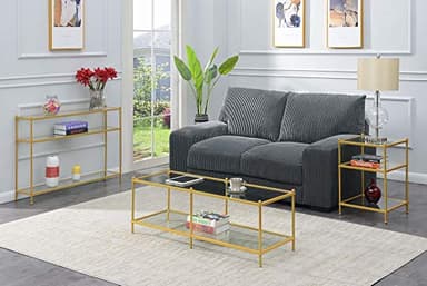 Convenience Concepts Royal Crest 2 Tier Round End Table, Clear Glass / Gold - Image 6