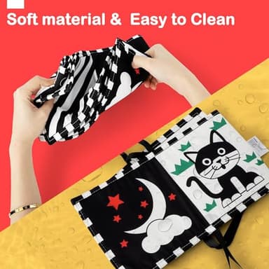 URMYWO Black and White Baby Toys, Tummy Time High Contrast Newborn Toys 0-3 Months, Soft Baby Book, Visual Stimulation Montessori Sensory Infant Toys 0-6-12 Months, Shower Gift for Boys Girls - Image 6