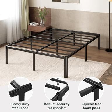 ZINUS Van 16 Inch Metal Platform Bed, Steel Slat Support, No Box Spring Needed, Eco Friendly WonderBox Packaging, Easy Assembly, Black, Full - Image 6