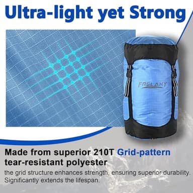 Frelaxy Compression Sack, 40% More Storage! 11L/18L/30L/45L Compression Stuff Sack, Water-Resistant & Ultralight Sleeping Bag Stuff Sack - Space Saving Gear for Camping (Blue, XXL) - Image 3