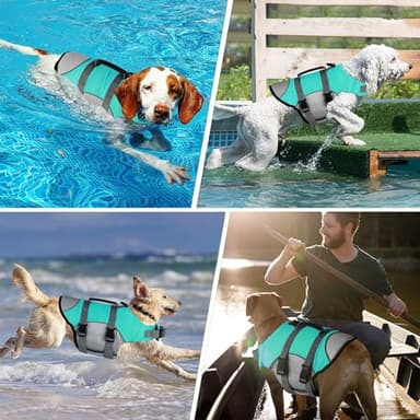 Dogcheer Dog Life Jacket, Reflective Dog Life Vest for Swimming Boating, Adjustable Puppy Swim Vest Ripstop Pet PFD Floating Preserver Small Medium Large Dogs - Pine-Green Gray XS - Image 5