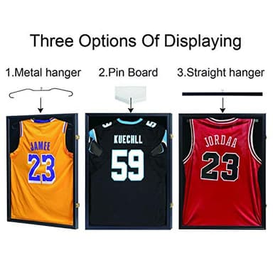 IHEIPYE Jersey Display Frame Case Lockable, Large Sport Jersey Shadow Box with 98% UV Protection Acrylic and Hanger for Baseball Basketball Football Soccer Hockey Shirt and Uniform,Black - Image 2