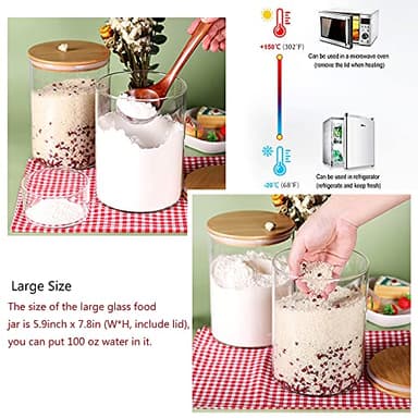 CZFWin Glass Flour Container with Airtight Bamboo Lid, Large Glass Food Jar with Wooden Lid for Storage Flour, Sugar, Cookies, Rice, Coffee Beans and etc (3L) - Image 4