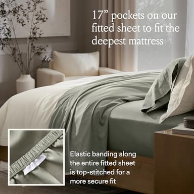 BOLL & BRANCH Signature Hemmed Sheet Set - Twin, White - Luxury 100% Organic Cotton - Includes 1 Flat, 1 Fitted, 2 Pillowcases - Buttery Soft - Image 3