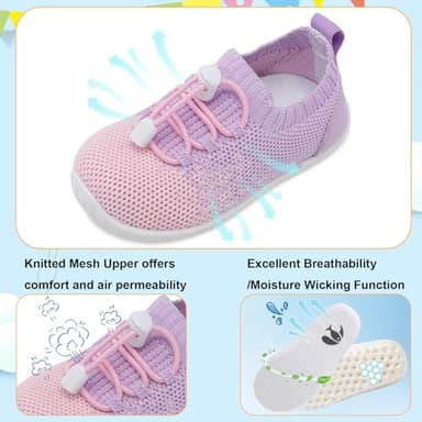 FEETCITY Baby First Walker Shoes Boys Girls Canvas Shoes Newborn Crib Shoes Anti-Slip Star Sneaker - Image 3