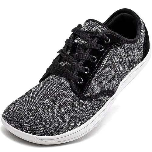 HOBIBEAR Barefoot Minimalist Shoes Womens Mens | Zero Drop | Wide Width Fashion Sneaker Black/Grey,Women 12/Men 11 - Image 1