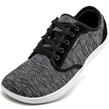 HOBIBEAR Barefoot Minimalist Shoes Womens Mens | Zero Drop | Wide Width Fashion Sneaker Black/Grey,Women 12/Men 11 - Image 1