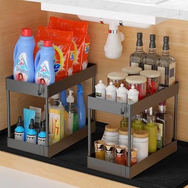 Sdpeia Under Sink Mat 34"×22" – Waterproof Silicone Cabinet Liner & Sink Protector for Kitchen & Bathroom, Multi-Purpose Organizers Tray for Pets, Laundry, Cat Litter Mat, Black - Image 2