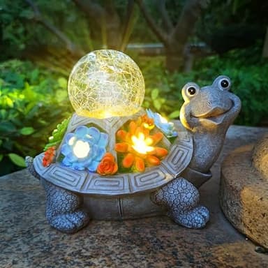 JOYBEE Solar Turtle Garden Statue Outdoor Decor-Turtle Solar Figurines Lights Decorations for Patio Yard Lawn Ornaments-Turtle Gifts for Birthday Easter Housewarming(Color) - Image 1