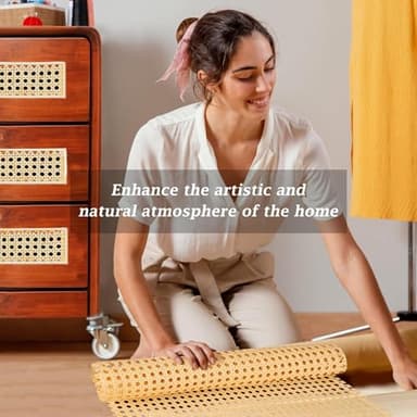 Upgraded Plastic Rattan Webbing, 16"x40" DIY Handwoven Synthetic Poly Rattan, Wicker Cane Rattan Webbing for Home Decor Projects Furniture Caning Chairs Cabinets Beds - Image 5