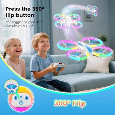 Mini Drone for Kids and Beginners with Fancy LED & Altitude Hold,Birthday Gift for Boys Girls,RC Drone with Propeller Protection,360°Flips,3 Speed Mode,Indoor Outdoor Mini Quadcopter Toy - Image 3