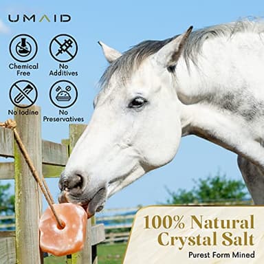 UMAID Himalayan Salt Lick 6 lbs On Rope for Horse, Deer, Goat, and Livestock Animals - Himalayan Salt Block 2 Pack - Image 4