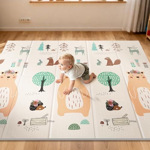 UANLAUO Baby Play Mat,79"x 71" Large Mat for Floor,Reversible Floor Mat,Foam Thick&Waterproof,Foldable Playmats for Babies and Toddlers,Anti-Slip for Baby Crawling,Non-Toxic Tummy Time(Bear) - Image 1