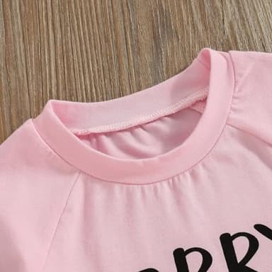 Fernvia Toddler Girls Clothes 1T 2T 3T 4T 5T Summer Outfits Baby Kids Letter Short Sleeve T-Shirt Tops & Camouflage Shorts Sets (A-Pink, 6-12 Months) - Image 4