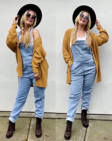 luvamia Flexclusive Women's Casual Adjustable Denim Bib Overalls Jeans Pants Fashion Loose Overall Jumpsuits for Women 2025 Powder Blue Size Medium - Image 8