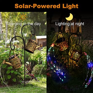 MEREAR Solar Watering Can Lights Outdoor with 8 Multi-Color Changing Modes, IP65 Waterproof Landscape Light Garden Decor, One Pole Two Lights Outside Decorations for Lawn, Backyard, Patio, Chrismas - Image 4