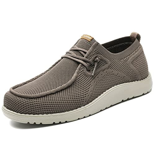 1TAZERO Men Slip On Shoes Wide Width Shoes Loafer Casual with Arch Support,Boat Shoes Orthopedic Men for Plantar Fasciitis(Khaki 10) - Image 1
