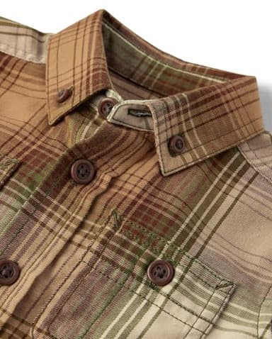 The Children's Place,Baby Boys,and Newborn Long Sleeve Dress Shirt and Pants 2-Piece Set,Tan Plaid Set,12 Months,18 Months - Image 2