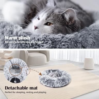 Odoland Cat Tunnel Bed with 20 Cat Toys - Indoor Plush Kitten Couch,Detachable Cats Cave Donut Tunnel & Soft Kitten Toy Set-Cozy Cat Furniture Grey - Image 9