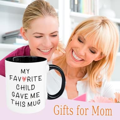YOETTE Gifts for Mom Dad from Daughter Son, Mother Father Birthday New Mom Christmas Gift for Women, My Favorite Child Gave Me This Coffee Mug 11oz Black cup - Image 2