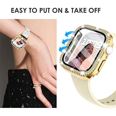 Surace 40mm Case with Screen Protector, Bling Diamond Overall Protective Case Compatible with Apple Watch Series 6/5/4 SE, 40mm, Gold - Image 6