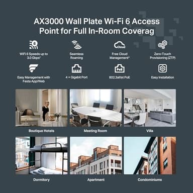 TP-Link Festa F65-Wall AX3000 Wi-Fi 6 in-Wall Wireless Gigabit Access Point MU-MIMO, Beamforming PoE Powered HE160 Self-Organizing Network Free Cloud Management Does not Work with Omada - Image 2