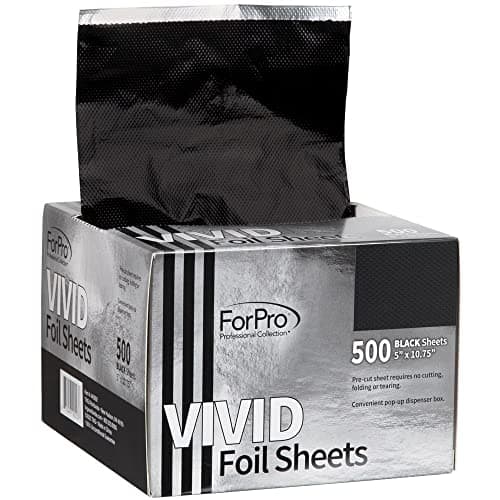 ForPro Professional Collection Vivid Black Embossed Foil Sheets, Aluminum, Pop-Up Foil Dispenser, Hair Foils for Color Application & Highlighting Services, Food Safe, 5” W x 10.75” L, 500-Count - Image 1