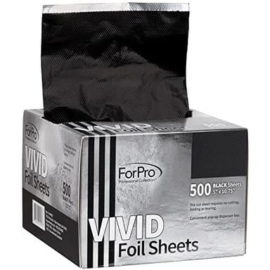 ForPro Professional Collection Vivid Black Embossed Foil Sheets, Aluminum, Pop-Up Foil Dispenser, Hair Foils for Color Application & Highlighting Services, Food Safe, 5” W x 10.75” L, 500-Count - Image 1