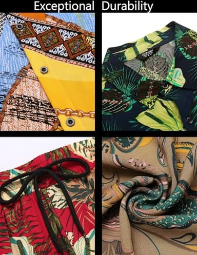 COOFANDY Men's Flower Shirt Hawaiian Sets Casual Button Down Short Sleeve Shirt Summer Beach 2 Piece Short Set - Image 5