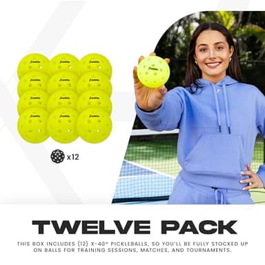 Franklin Sports Outdoor - X-40 Pickleball Balls - USA (USAPA) Approved - 12 Pack Outside - Optic Yellow - US Open Ball - Image 2