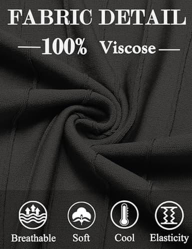 COOFANDY Men's Casual Crewneck Sweater Knitted T Shirts Formal Summer Shirts Black - Image 5