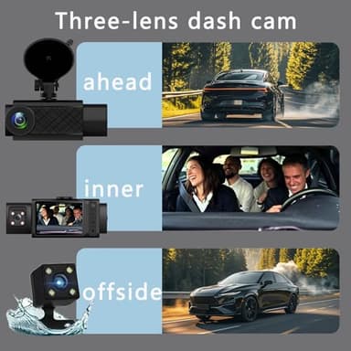 Dash Camera for Cars Dash cam car dashcam TIK tok Driving Recorder Video Recorder HD Three-Camera car Recorder, Support Loop Recording - Image 3