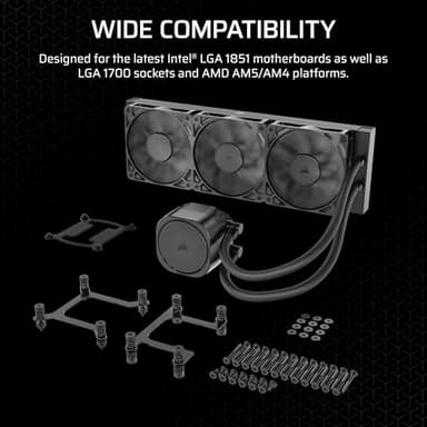 CORSAIR Nautilus 360 RS Liquid CPU Cooler – 360mm AIO – Low-Noise – Direct Motherboard Connection – Daisy-Chain – Intel LGA 1851/1700, AMD AM5/AM4 – 3X RS120 Fans Included – Black - Image 7
