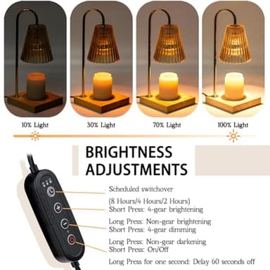 Marycele Candle Warmer Lamp with Timer, Vintage Amber Nightstand Candle Warming Lamp for Home Room Decor, Dimmable Wax Warmer for Jar Candles, Wedding Registry Gifts for Women Couples 2025 - Image 4