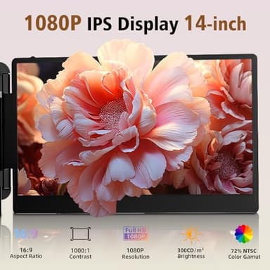 Laptop Screen Extender - 14" FHD 1080P IPS Portable Computer Monitor for Laptops, Dual Screen Travel Monitor for Laptops 13-17" with USB-C/HDMI Port, Plug & Play for Windows/Mac/Android/Switch/PS - Image 2