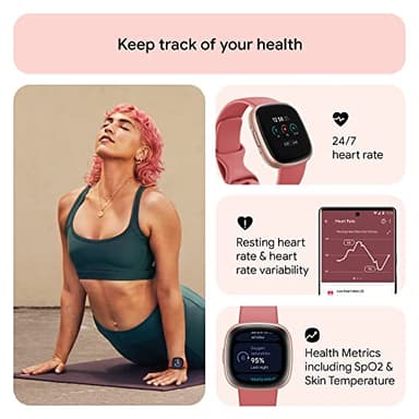 Fitbit Versa 4 Fitness Smartwatch with Daily Readiness, GPS, 24/7 Heart Rate, 40+ Exercise Modes, Sleep Tracking and more, Pink Sand/Copper Rose, One Size (S & L Bands Included) - Image 4