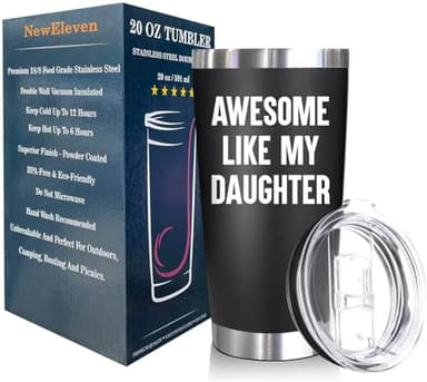 NewEleven Fathers Day Gift For Dad - Birthday Gifts For Dad From Daughter - Husband Gifts - Unique Birthday Present Ideas For Father, Husband, New Papa, Bonus Father From Daughter - 20 Oz Tumbler - Image 2
