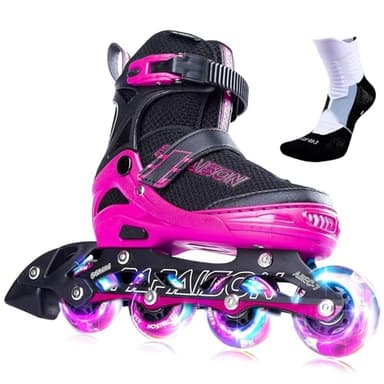 PAPAISON Adjustable Inline Skates for Kids and Adults with Full Light Up Wheels, Outdoor Roller Skates for Girls and Boys, Men and Women - Image 1