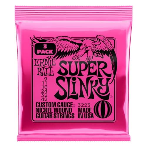 Ernie Ball Super Slinky Nickel Wound Electric Guitar Strings 3-pack, 9-42 Gauge (P03223) - Image 1