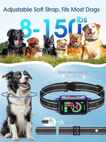 DINJOO Dog Bark Collar for Large, Smart Bark Collar,Rechargeable Anti Barking Training Collar with 8 Adjustable Sensitivity,Bark Collar with Beep -Purple - Image 6