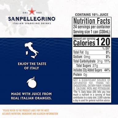 Sanpellegrino Italian Sparkling Drink Aranciata, Sparkling Orange Beverage, 24 Pack Of Cans - Image 6