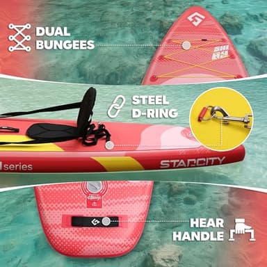 STARCITY 11'*34"*6" Blow Up Paddle Board, Inflatable Paddle Board,Spacious and Stable, Anti Slip and Easy to Operate, Large Size Suitable for Single Person/Family/Pet Use,Sun Red. - Image 4
