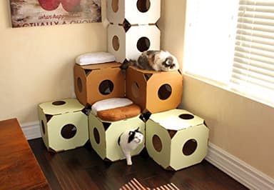 Catty Stacks Durable, Modular Cat House Cubes/Cat Condos, Made in USA (2pack, White) - Image 5
