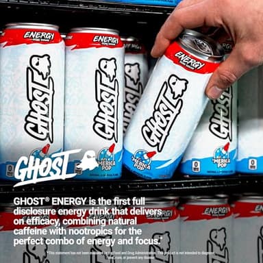 GHOST Energy Drink - 12-Pack, 'Merica Pop, 16oz Cans - Energy & Focus & No Artificial Colors - 200mg of Natural Caffeine, L-Carnitine & Taurine - Gluten-Free & Vegan - Image 6