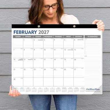 OuMuaMua Large Desk Calendar 2026-2027 - 18 Months from Jan. 2026 through Jun. 2027, 22 x 17 Inches Desktop Wall Calendar with Julian Date To-do & Notes, Corner Protectors for School Home Office - Image 7