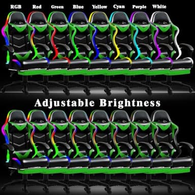 Czlolo Gaming Chair, Racing Style RGB LED Lights Gaming Chairs for Adults and Kids, Lumbar Massager Gamer Chair, High Back Reclining Computer Chair with Footrest and Headrest (Black/Green) - Image 4
